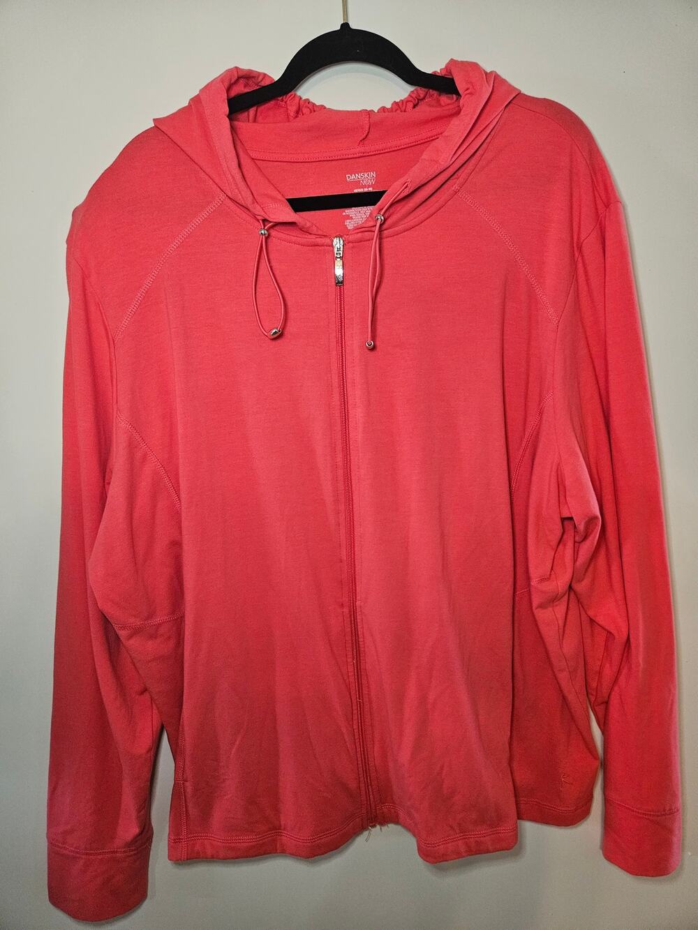 Excellent Danskin Now Coral Athletic Jacket 4X (26-28) Cotton Poly Spandex B69